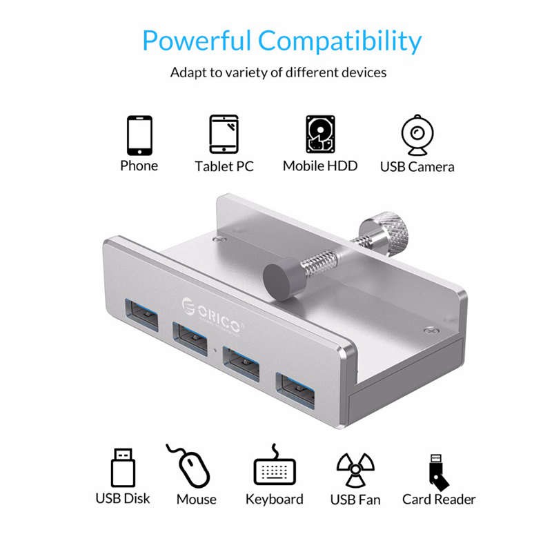 Bộ Hub chuyển đổi USB ORICO có 4 cổng USB 3.0 tốc độ cao thiết kế dạng kẹp -dc3451