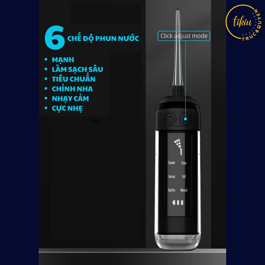 Máy Tăm Nước Mèo Máy TIKIU IPX7 RoHS L13 Chống Thấm Nước Kèm Dây Sạc, 4 Đầu Xịt Và Túi Vải Cao Cấp