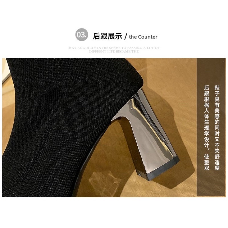 FULL BOX 🌼 Bốt len chun cổ thiết kế mũi nhọn, gót gương | BigBuy360 - bigbuy360.vn