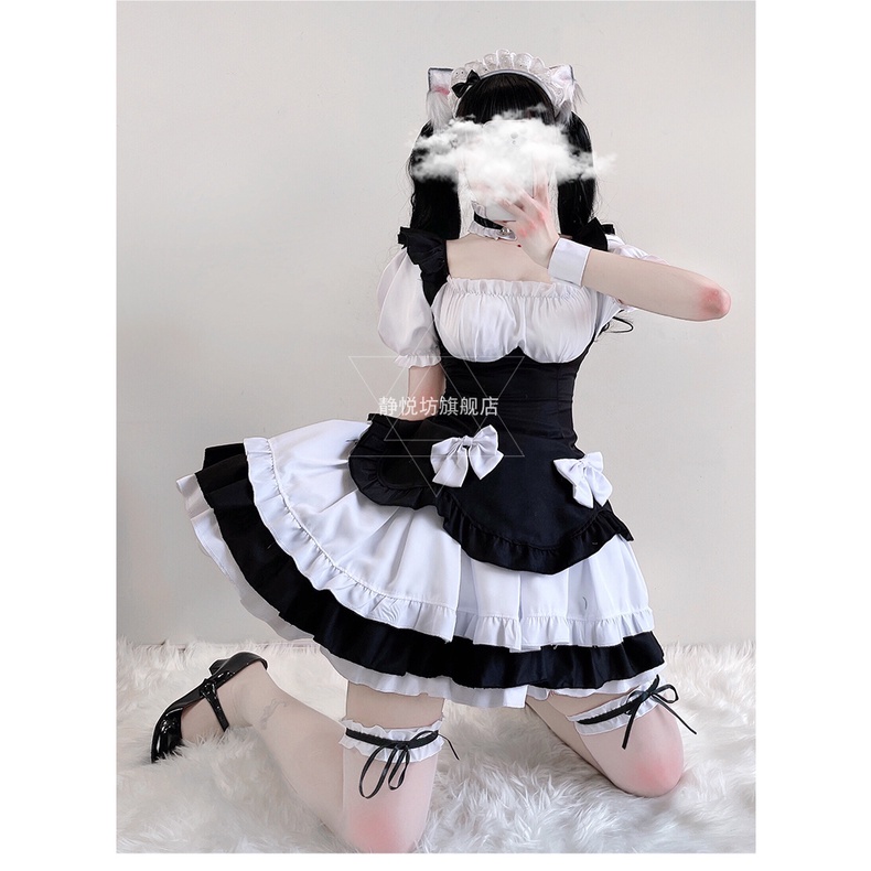 Váy maid cosplay đáng yêu 2 nơ - hóa trang hầu gái Nhật Bản mẫu 2022 | BigBuy360 - bigbuy360.vn