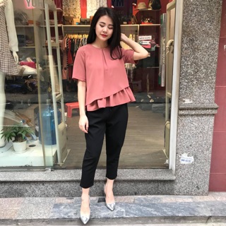 Áo peplum gấu lệch
