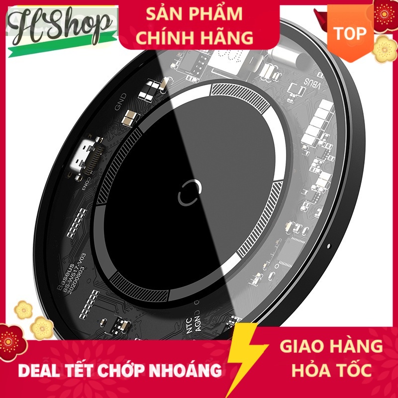 Đế Sạc Nhanh Từ Tính Không Dây Baseus 15W Cho Smartphone Samsung Xiaomi - HSHOP365HN