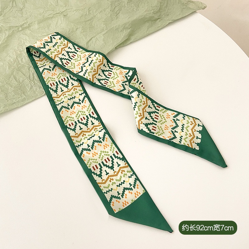 Set 5 Dây Cột Tóc / Khăn Choàng Cổ / Túi Xách Đa Năng Màu Xanh Lá