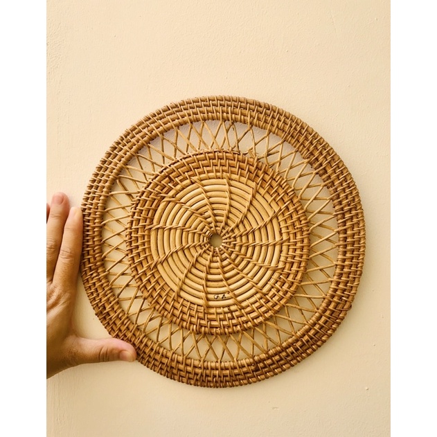 Tấm lót mây kiểu decor treo tường, chụp ảnh; Tấm lót bình hoa đường kính 25cm