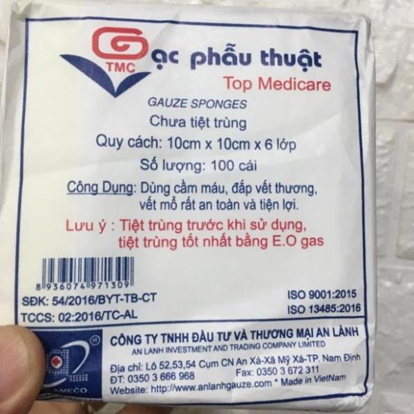 Gạc Y Tế , Gạc Phẩu Thuật 10x10x6 lớp An Lành Gạc Đắp Mặt Nạ