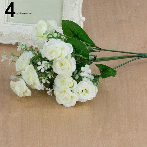 Cành 15 đầu hoa hồng nhân tạo màu sắc sống động đẹp mắt