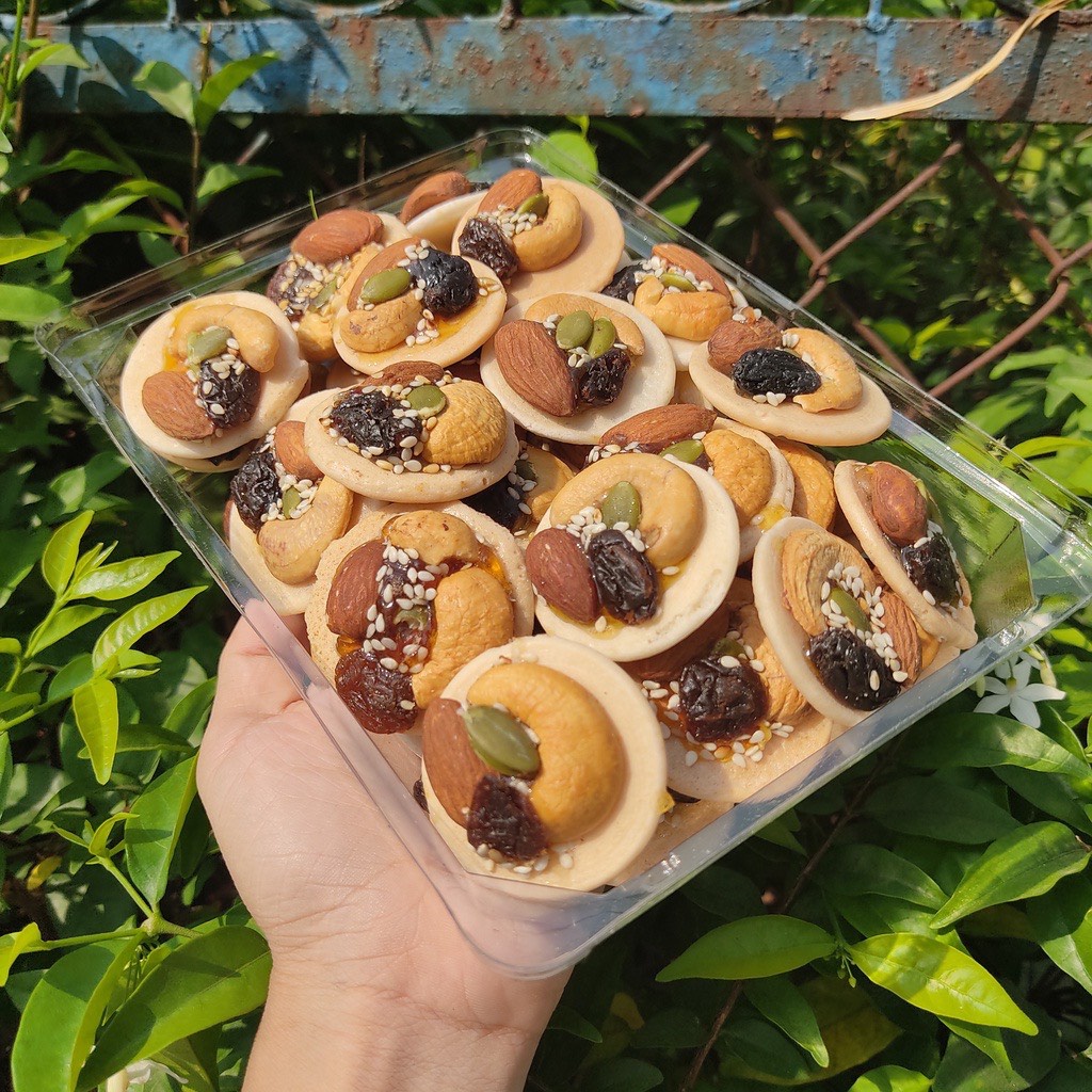 Bánh đồng tiền mix hạt dinh dưỡng 200gr ăn vặt Topfood vừa ngon vừa rẻ