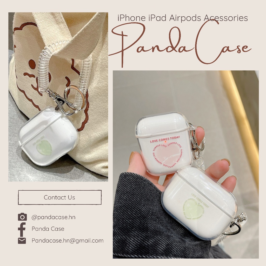 Vỏ case trái tim bảo vệ bao đựng tai nghe airpods 1 2 Pro - Ốp airpods chống va đập, trong suốt in hình