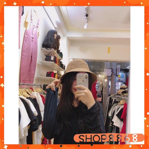 Nón cói chữ M nhiều màu (Đỏ - Nâu - Kem - Hồng - Đen) - shop8868