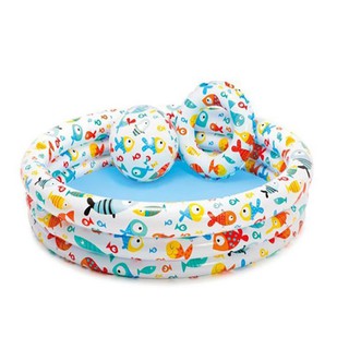 Bể bơi phao hình tròn nhiều chi tiết thích hợp cho bé tập bơi tại nhà