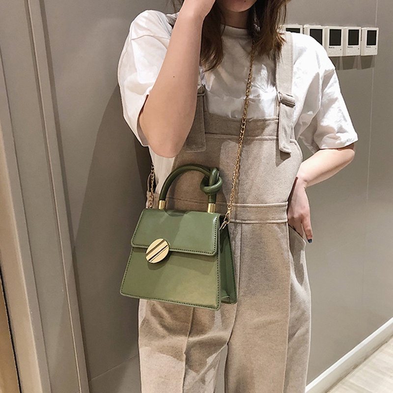 Túi đeo vai IELGY hình vuông cỡ nhỏ phối dây xích kiểu retro thời trang dành cho nữ