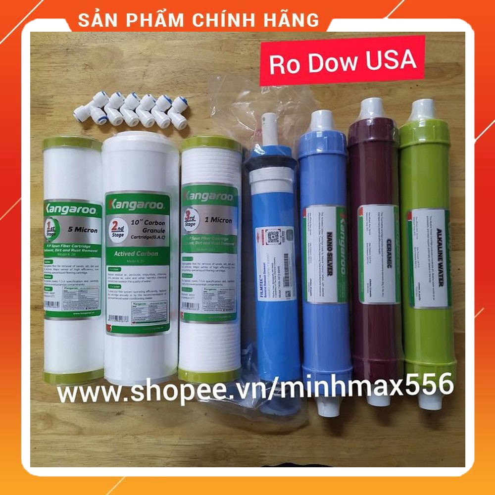 COMBO 7 LÕI LỌC KANGAROO SỐ 1-2-3-4-5-6-7 NEW [CHINH HANG]  |BỘ LỌC 123 - RO DOW - NANO SILVER - CERAMIC - ALKALINE