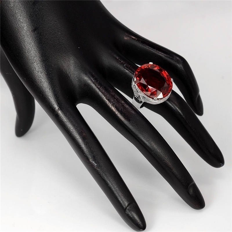 Aifei Jewellery Women Ring Mosaic Red Diamond 925 Sterling Silver R344