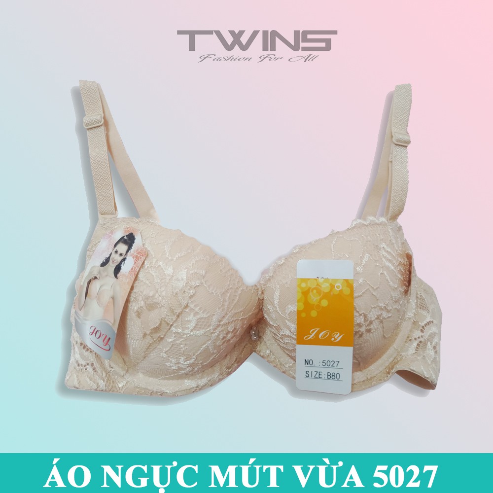 Áo ngực nữ ren nâng ngực tạo khe Joy 5027 có gọng mút vừa cúp xéo mềm mại thoải mái mặc áo dài size 34-36-38