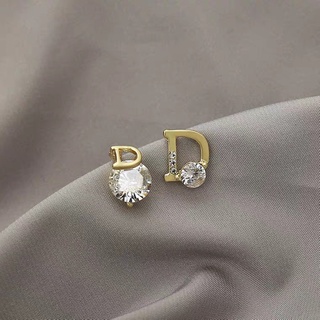 Bông Tai Mạ Bạc Đính Đá zircon Phong Cách Hàn Quốc Sang Trọng Cho Nữ