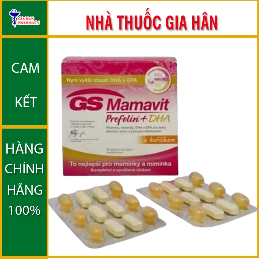 GS Mamavit Prefolin + DHA + EPA hộp 60 viên , bổ sung vitamin cho bà bầu , Gia Hân