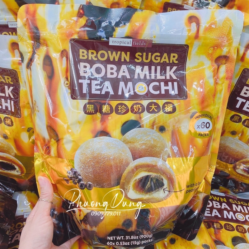 Bánh Mochi trà sữa trân châu đường nâu Brown Sugar Boba Milk Tea Mochi 900g