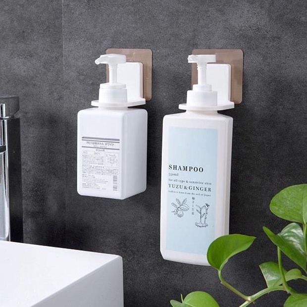 Móc dán tường treo bình rửa tay, sữa tắm, dầu gội có vòi, móc treo tiện lợi