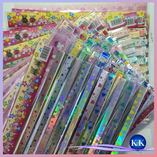 ❧K&K☙ SET 100 giấy xếp ngôi sao kim tuyến đẹp