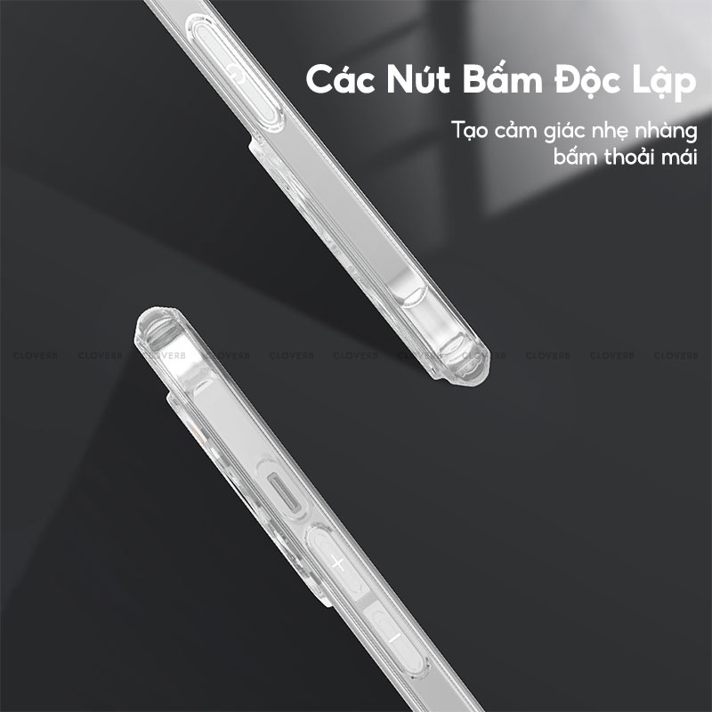 Ốp Lưng Nhám Cloverb Quartz Hybrid Matte Clear Túi Khí Chống Sốc Mặt Sau Kính Cường Lực Mờ Chống Vân Tay Cho 13 Pro Max