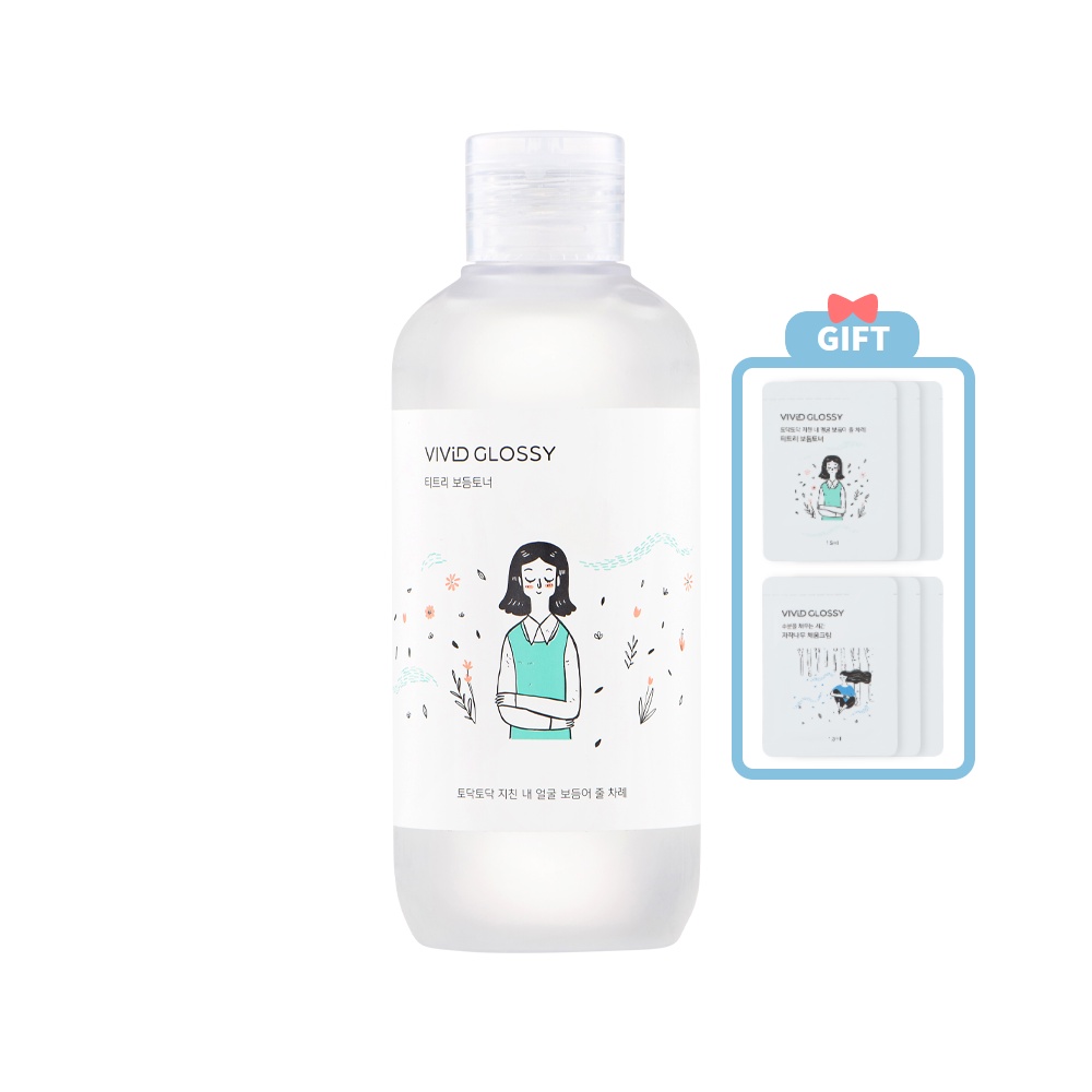 Nước cân bằng da VIVID GLOSSY làm dịu và dưỡng ẩm cải thiện mụn cho da Tea Tree Calming & Moisture Toner 210ml