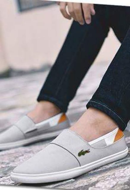 Giày Lacosteee Slipon Xám Cam | BigBuy360 - bigbuy360.vn