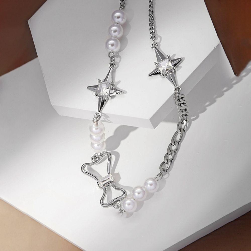 ANEMONE Vòng cổ Bằng Thép Titan Đính Ngọc Trai Nhân Tạo Phong Cách Cổ Điển Sang Trọng