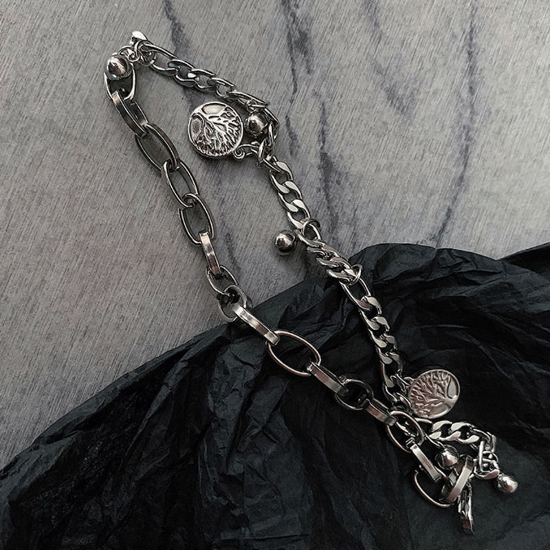 Vòng Tay Hai Lớp Mặt Hình Cây Phong Cách Hip Hop Hàn Quốc 19041