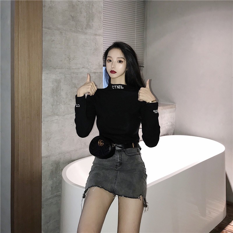 ÁO GIỮ NHIỆT  TRƠN DÀI TAY - ÁO CỔ LỌ THÊU CHỮ QUẢNG CHÂU DÀI TAY COTTON freesize dưới 55kg | BigBuy360 - bigbuy360.vn