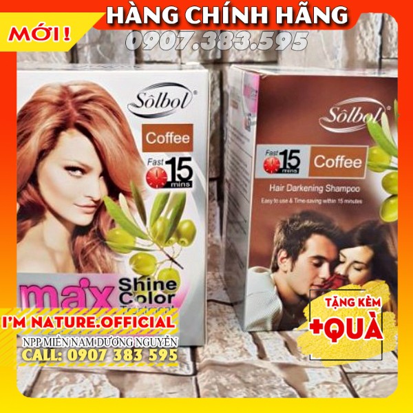 10 Gói Gội Nhuộm Nâu Tóc Phủ Bạc Gội Là Nâu (30gr x 10 gói/ hộp) Solbol / Bolsa