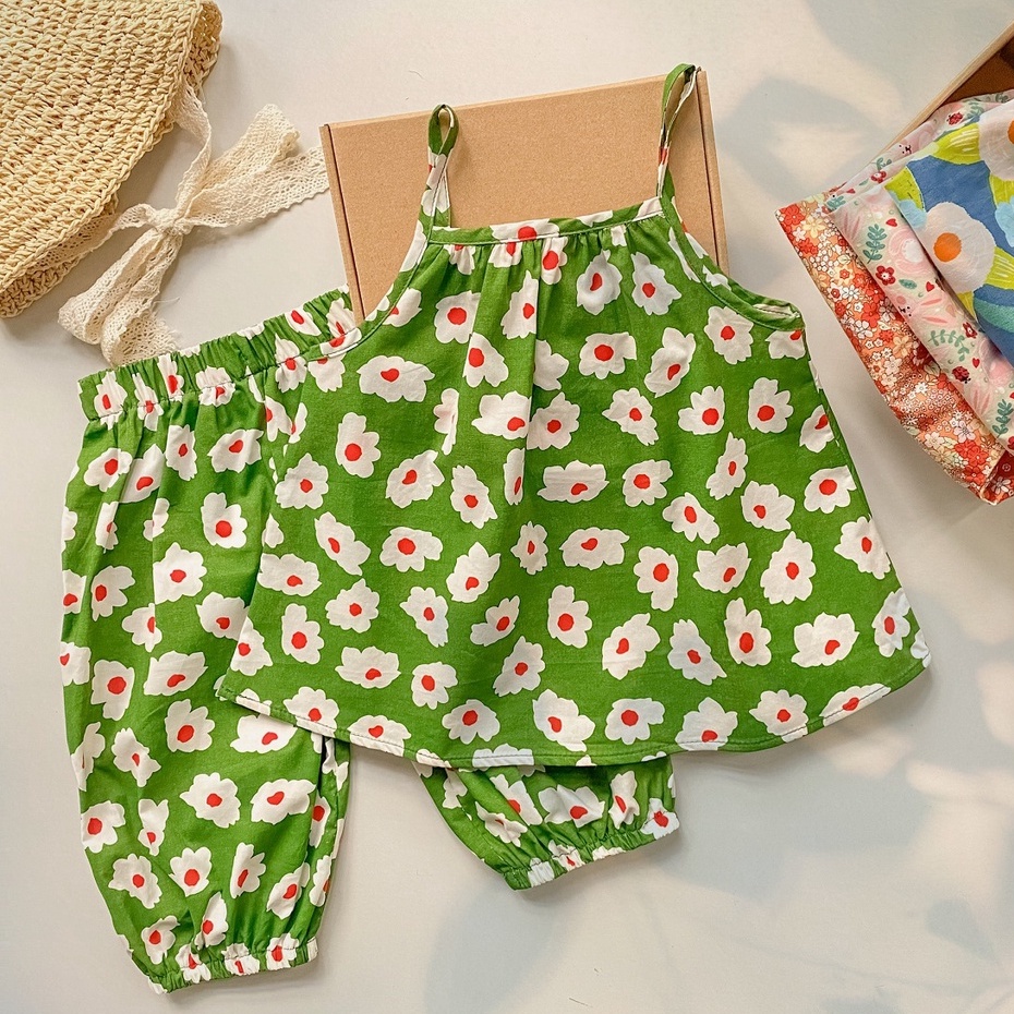 Set áo 2 dây quần thụng mùa hè cho bé gái 1 2 3 4 tuổi MINTSCLOSET Mint's Closet - GA2097