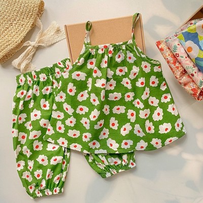 Set áo 2 dây quần thụng mùa hè cho bé gái 1 2 3 4 tuổi MINTSCLOSET Mint's Closet - GA2097