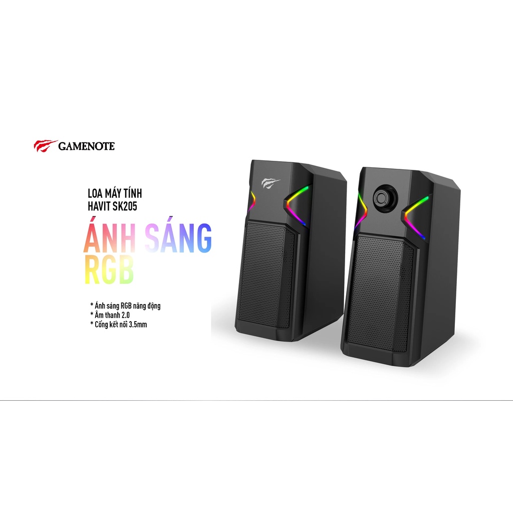 【Giao Hỏa Tốc】Loa Gaming RGB HAVIT SK205, Âm Thanh Stereo 2.0, Màu RGB Năng Động, Cống Suất 2x3W - Chính Hãng BH 12T