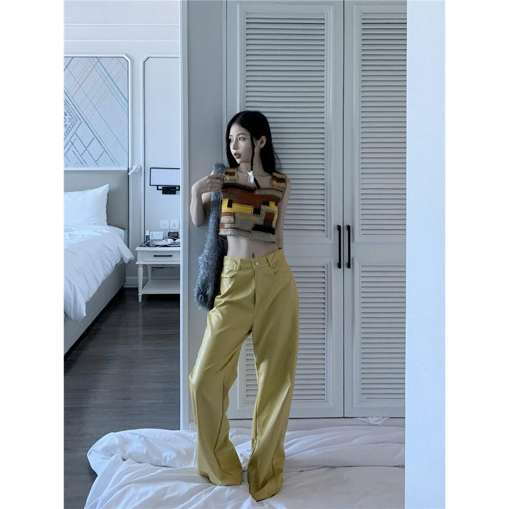 Áo Dệt Kim Sát Nách Dáng Ngắn Màu Sắc Tương Phản Thời Trang Mùa Hè 62159