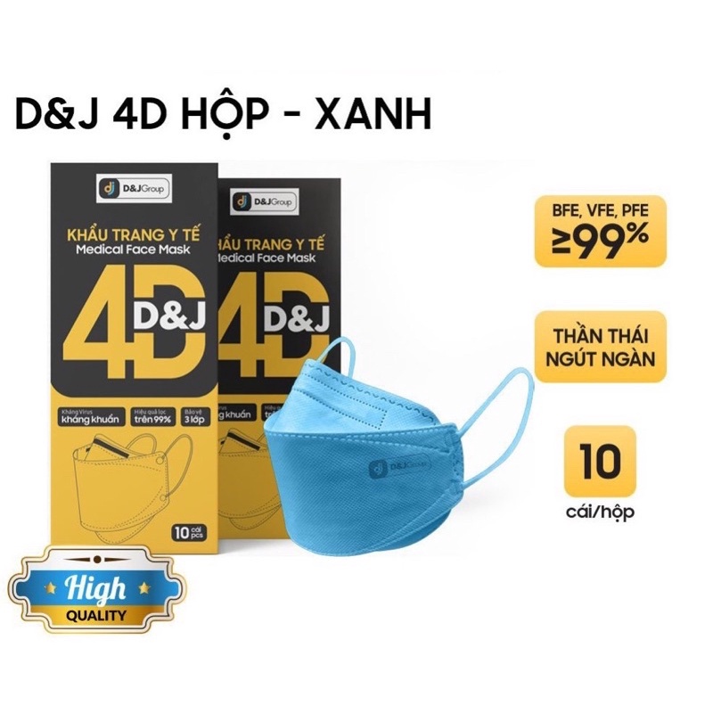 Khẩu Trang Y Tế D&amp;J 4D KF94 Tiêu Chuẩn Quốc Tế ( Hộp 10 Cái)