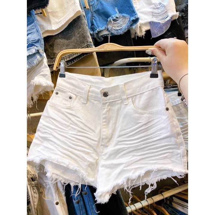 Quần short jean trắng