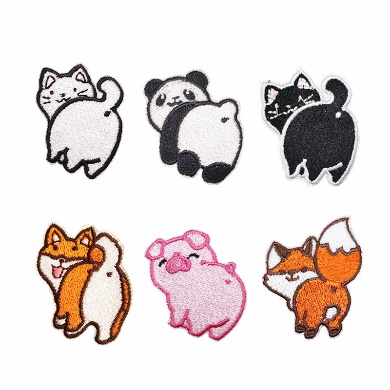 Sticker vải thêu dán áo mũ nón hình mông thú