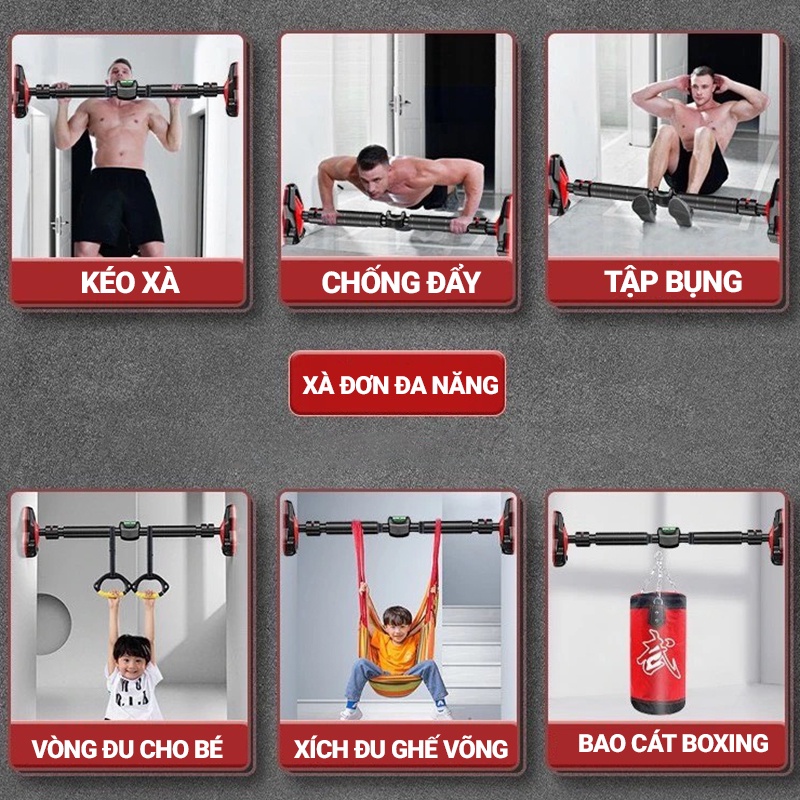 Xà đơn gắn cửa treo tường đa năng gym tại nhà có thước thăng bằng 2022 FITEZY HCM