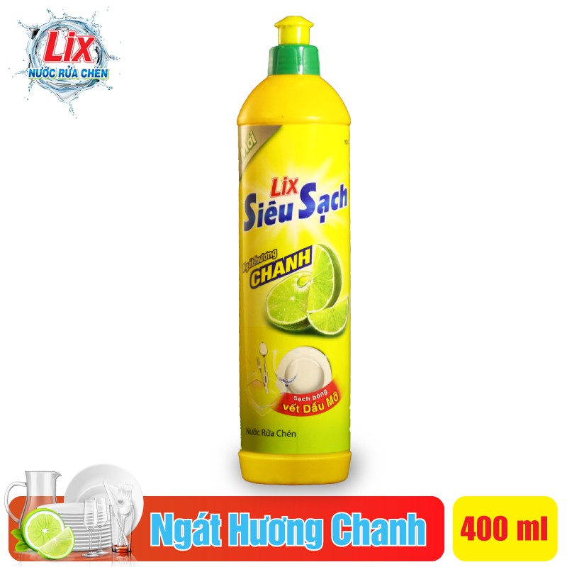 Nước Rửa Chén LIX 400ml Siêu Sạch Hương Chanh- NS401