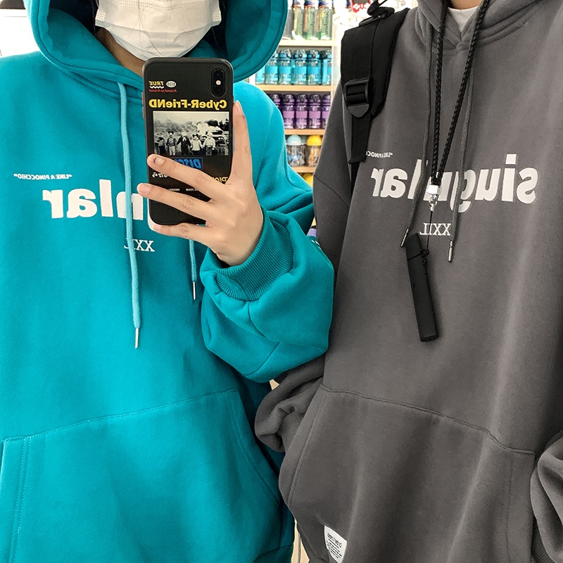 [ Mã 12FASHIONSALE1 giảm 10K đơn 50K ] Áo hoodie dáng rộng in họa tiết chữ phong cách đường phố cá tính cho các cặp đôi | BigBuy360 - bigbuy360.vn