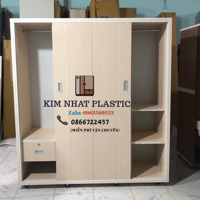 Tủ quần áo nhựa Đài Loan màu gỗ sồi freeship tphcm