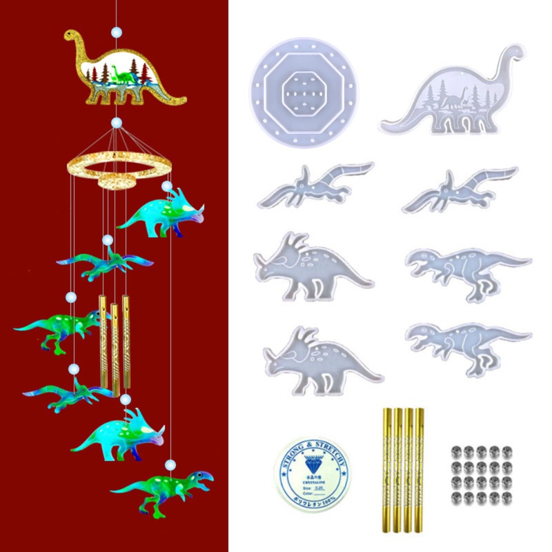 Khuôn Silicone Bóng Hình Khủng Long Nhỏ Làm Móc Khóa DIY