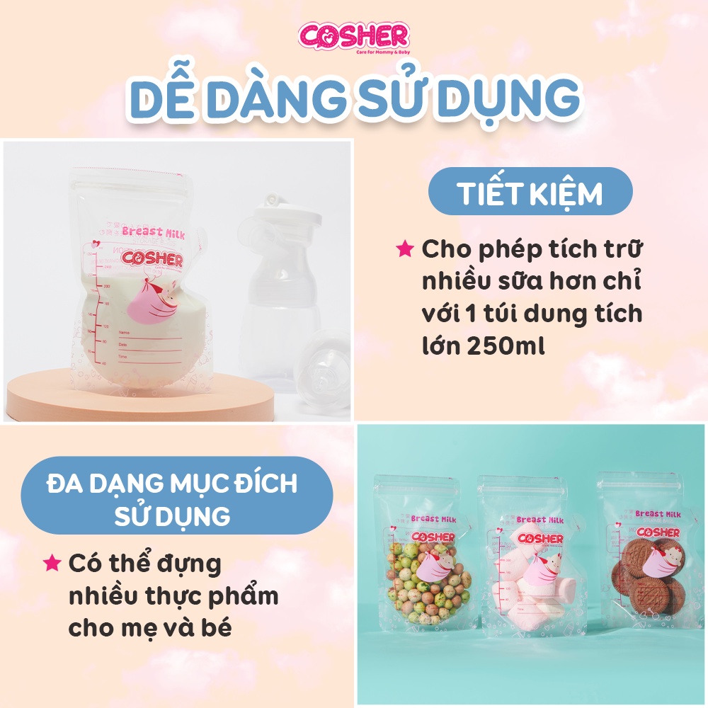 Combo 3 Hộp 90 Túi Trữ Sữa Mẹ An Toàn Nhập Khẩu Tiệt Trùng 250ml 2 Lớp Khoá Chống Rò Rỉ, Vòi Rót Hiện Đại Và Bút Ghi Chú