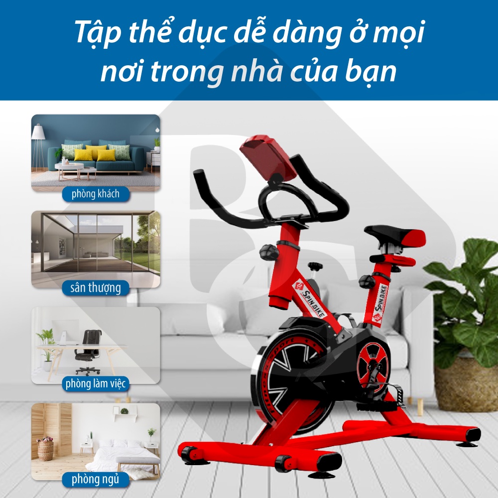 Xe đạp tập thể dục gym trong nhà Queen Sport X9 bánh đà 5kg khung thép không gỉ tặng full combo 3 quà, bảo hành xe 3 năm