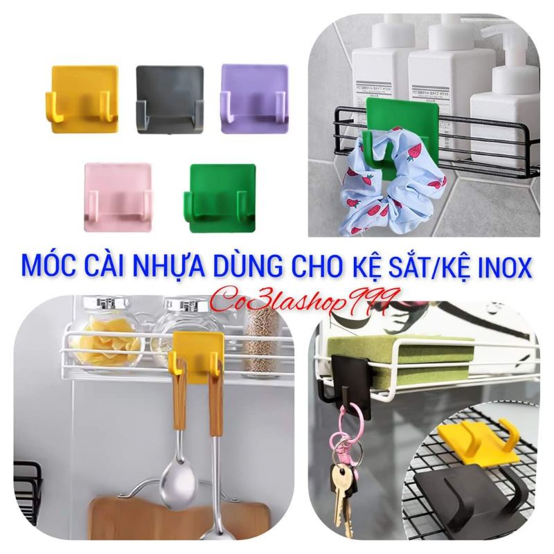 Móc nhựa cài kệ sắt/kệ inox treo phụ kiện đồ dùng (1 CÁI)