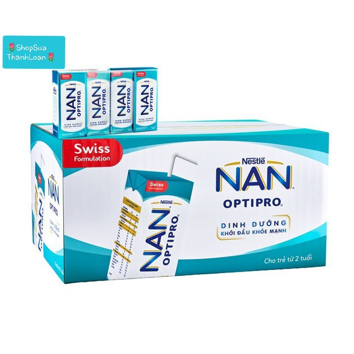 Sữa bột pha sẵn Nestlé Nan Optipro - Thùng 24 hộp 185ml. Date T1/2020