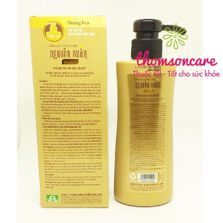 Dầu gội Nguyên Xuân bồng bềnh - Chai 250ml - Mẫu mới - Dùng cho tóc dầu, tóc bết