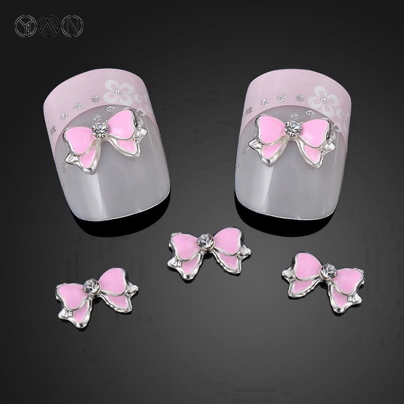 [Hàng mới về] 10 Phụ kiện hình nơ 3D trang trí móng tay dễ thương