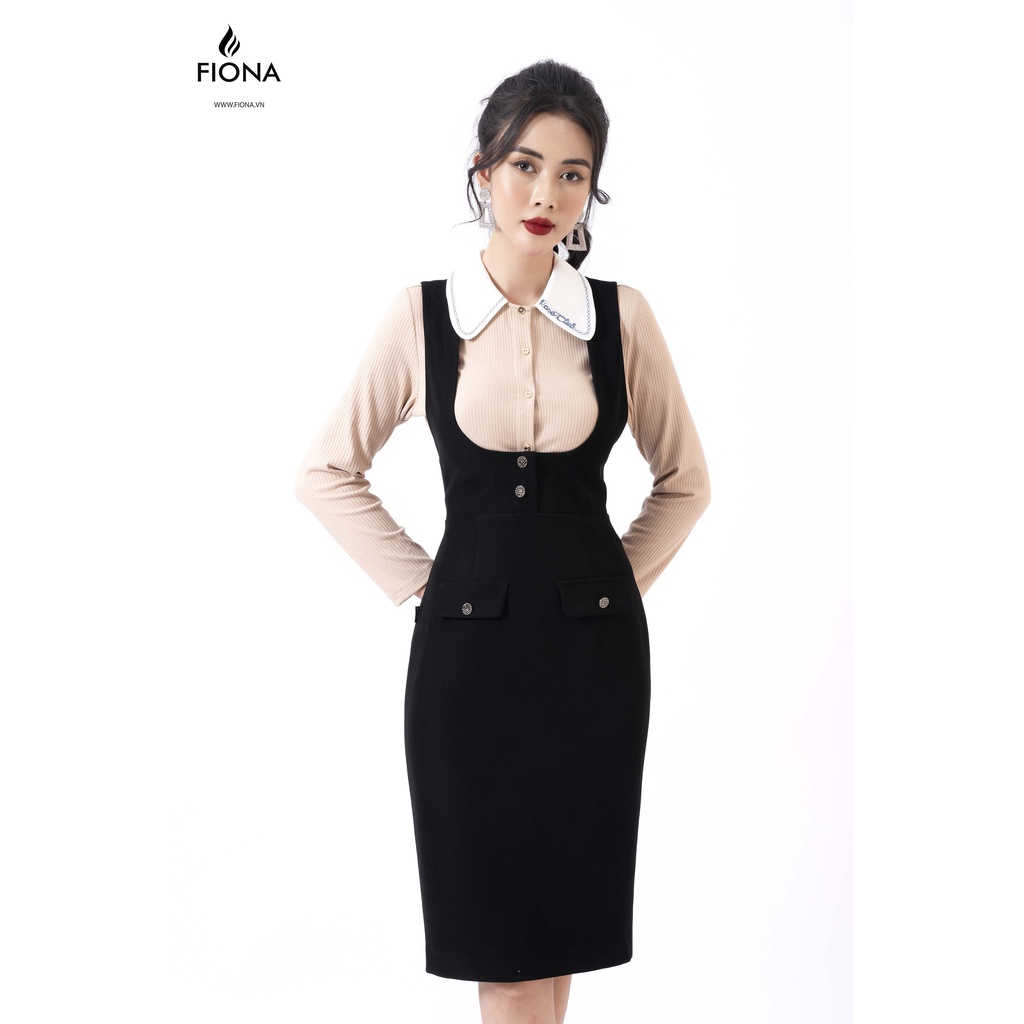 Váy Yếm Dáng Ôm FIONA, Váy Nữ Phối Nắp Túi Nữ Tính Mã F450699