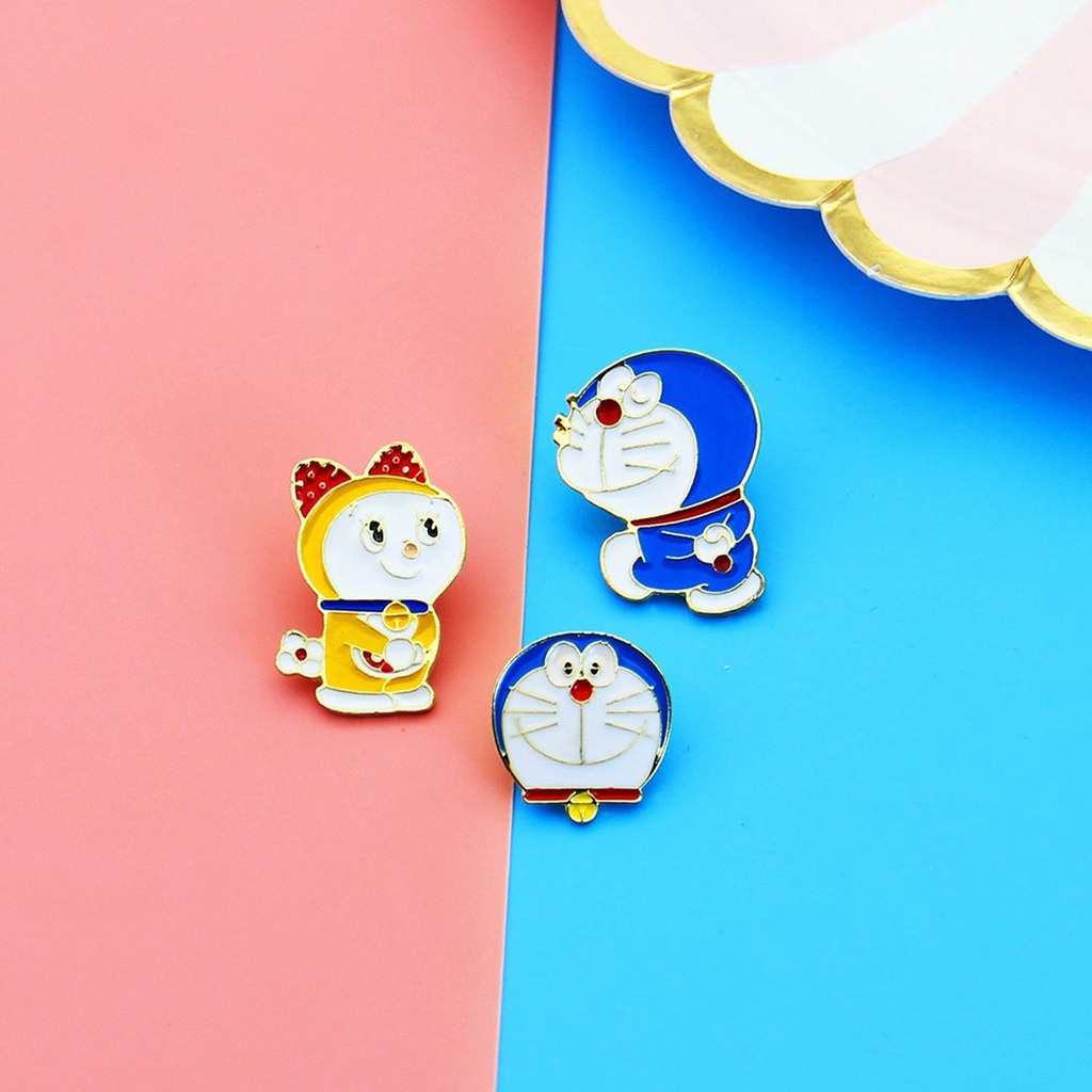 Pin cài áo Doraemon mèo máy thông minh nhân vật Doraemon Dorami Nobita Shizuka Jaian Suneo - GC111